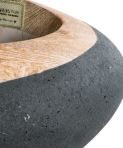 GloboStar® Artificial Garden RAVELLO 20746 Επιδαπέδιο Πολυεστερικό Τσιμεντένιο Κασπώ Γλάστρα – Flower Pot Μαύρο με Καφέ Μ82 x Π62 x Υ45cm