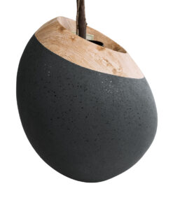 GloboStar® Artificial Garden RAVELLO 20747 Επιδαπέδιο Πολυεστερικό Τσιμεντένιο Κασπώ Γλάστρα – Flower Pot Μαύρο με Καφέ Μ60 x Π50 x Υ75cm