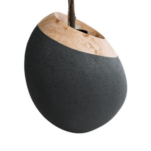 GloboStar® Artificial Garden RAVELLO 20747 Επιδαπέδιο Πολυεστερικό Τσιμεντένιο Κασπώ Γλάστρα – Flower Pot Μαύρο με Καφέ Μ60 x Π50 x Υ75cm