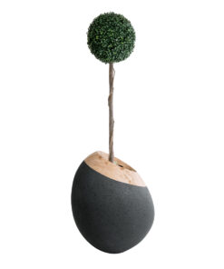 GloboStar® Artificial Garden RAVELLO 20747 Επιδαπέδιο Πολυεστερικό Τσιμεντένιο Κασπώ Γλάστρα – Flower Pot Μαύρο με Καφέ Μ60 x Π50 x Υ75cm