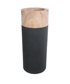 GloboStar® Artificial Garden BELLANO 20748 Επιδαπέδιο Πολυεστερικό Τσιμεντένιο Κασπώ Γλάστρα – Flower Pot Μαύρο με Καφέ Φ36 x Υ90cm