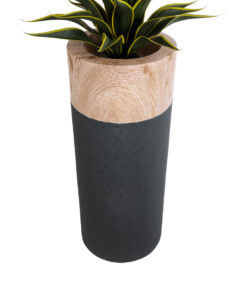 GloboStar® Artificial Garden BELLANO 20748 Επιδαπέδιο Πολυεστερικό Τσιμεντένιο Κασπώ Γλάστρα – Flower Pot Μαύρο με Καφέ Φ36 x Υ90cm