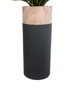 GloboStar® Artificial Garden BELLANO 20748 Επιδαπέδιο Πολυεστερικό Τσιμεντένιο Κασπώ Γλάστρα – Flower Pot Μαύρο με Καφέ Φ36 x Υ90cm