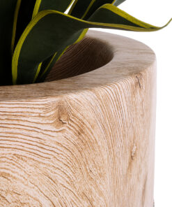 GloboStar® Artificial Garden BELLANO 20748 Επιδαπέδιο Πολυεστερικό Τσιμεντένιο Κασπώ Γλάστρα – Flower Pot Μαύρο με Καφέ Φ36 x Υ90cm