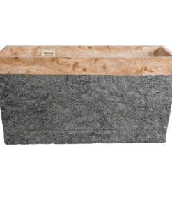 GloboStar® Artificial Garden TOSCANE 20749 Επιδαπέδιο Πολυεστερικό Τσιμεντένιο Κασπώ Γλάστρα – Flower Pot Γκρι με Καφέ Μ110 x Π30 x Υ61cm