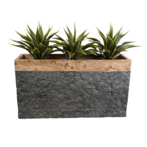 GloboStar® Artificial Garden TOSCANE 20749 Επιδαπέδιο Πολυεστερικό Τσιμεντένιο Κασπώ Γλάστρα – Flower Pot Γκρι με Καφέ Μ110 x Π30 x Υ61cm