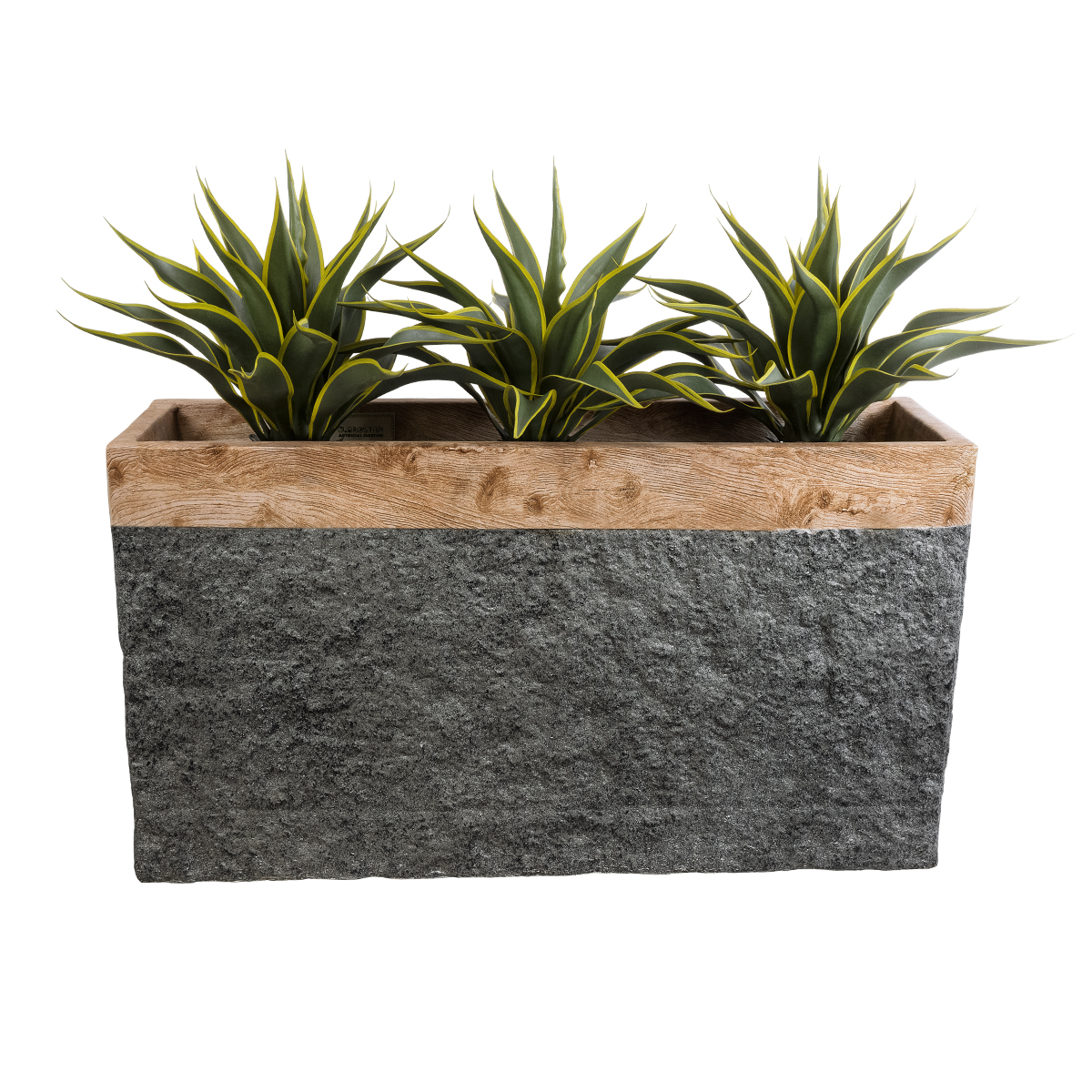 GloboStar® Artificial Garden TOSCANE 20749 Επιδαπέδιο Πολυεστερικό Τσιμεντένιο Κασπώ Γλάστρα – Flower Pot Γκρι με Καφέ Μ110 x Π30 x Υ61cm