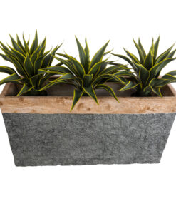 GloboStar® Artificial Garden TOSCANE 20749 Επιδαπέδιο Πολυεστερικό Τσιμεντένιο Κασπώ Γλάστρα – Flower Pot Γκρι με Καφέ Μ110 x Π30 x Υ61cm