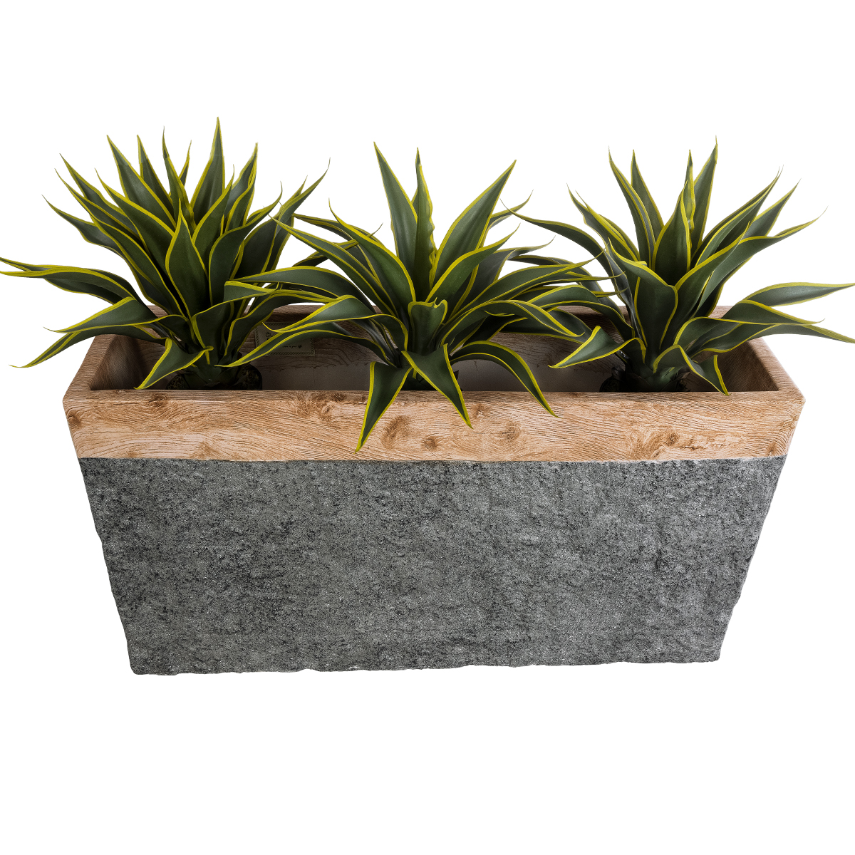 GloboStar® Artificial Garden TOSCANE 20749 Επιδαπέδιο Πολυεστερικό Τσιμεντένιο Κασπώ Γλάστρα – Flower Pot Γκρι με Καφέ Μ110 x Π30 x Υ61cm