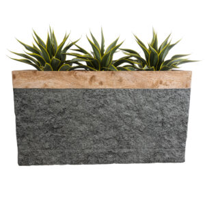 GloboStar® Artificial Garden TOSCANE 20749 Επιδαπέδιο Πολυεστερικό Τσιμεντένιο Κασπώ Γλάστρα – Flower Pot Γκρι με Καφέ Μ110 x Π30 x Υ61cm