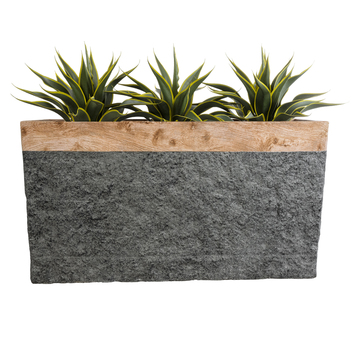 GloboStar® Artificial Garden TOSCANE 20749 Επιδαπέδιο Πολυεστερικό Τσιμεντένιο Κασπώ Γλάστρα – Flower Pot Γκρι με Καφέ Μ110 x Π30 x Υ61cm