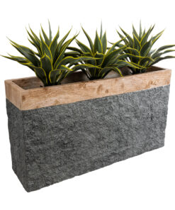 GloboStar® Artificial Garden TOSCANE 20749 Επιδαπέδιο Πολυεστερικό Τσιμεντένιο Κασπώ Γλάστρα – Flower Pot Γκρι με Καφέ Μ110 x Π30 x Υ61cm