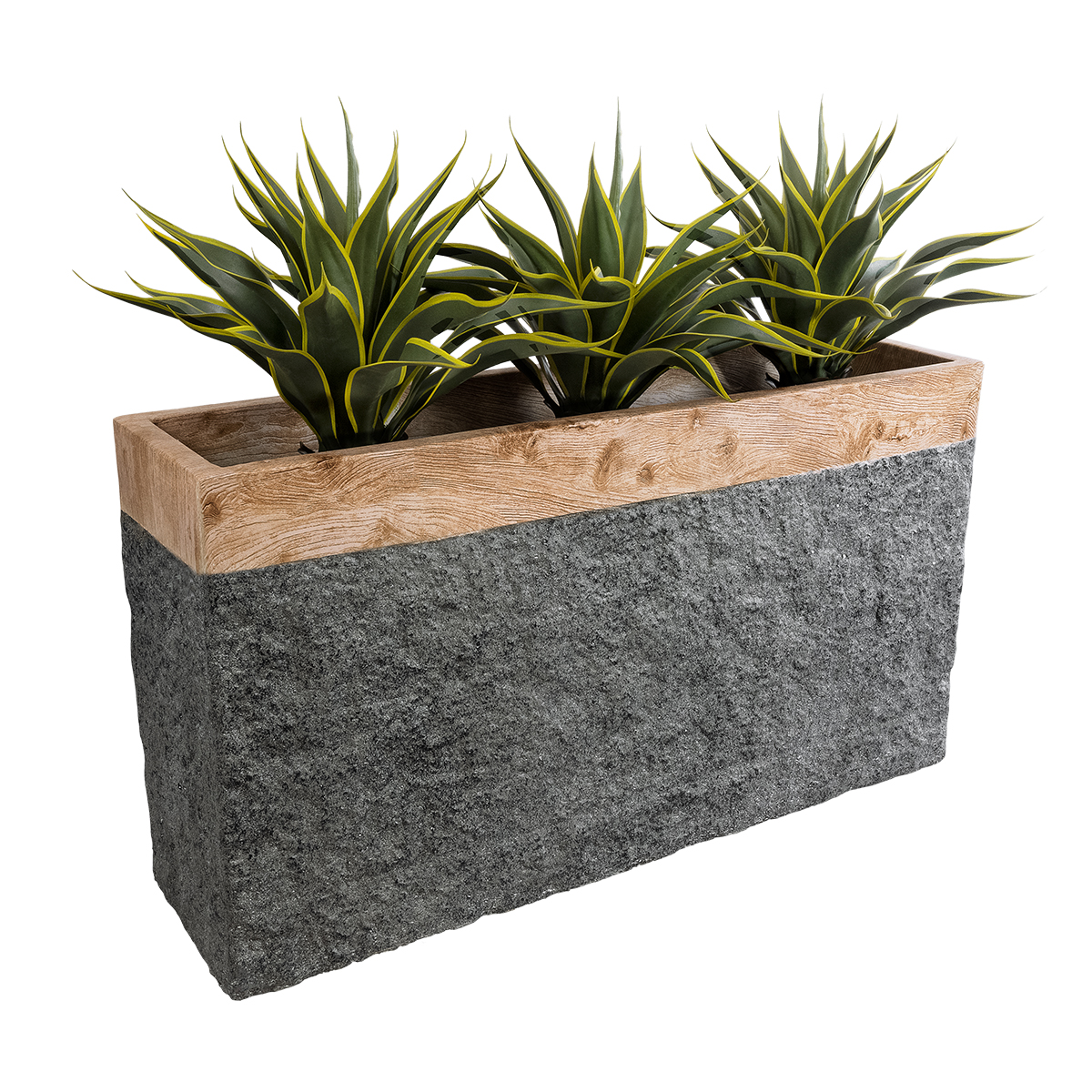 GloboStar® Artificial Garden TOSCANE 20749 Επιδαπέδιο Πολυεστερικό Τσιμεντένιο Κασπώ Γλάστρα – Flower Pot Γκρι με Καφέ Μ110 x Π30 x Υ61cm