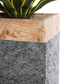 GloboStar® Artificial Garden TOSCANE 20749 Επιδαπέδιο Πολυεστερικό Τσιμεντένιο Κασπώ Γλάστρα – Flower Pot Γκρι με Καφέ Μ110 x Π30 x Υ61cm