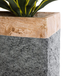 GloboStar® Artificial Garden TOSCANE 20749 Επιδαπέδιο Πολυεστερικό Τσιμεντένιο Κασπώ Γλάστρα – Flower Pot Γκρι με Καφέ Μ110 x Π30 x Υ61cm