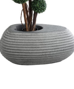 GloboStar® Artificial Garden FLORENCE 20750 Επιδαπέδιο Πολυεστερικό Τσιμεντένιο Κασπώ Γλάστρα – Flower Pot Γκρι Μ108 x Π72 x Υ40cm