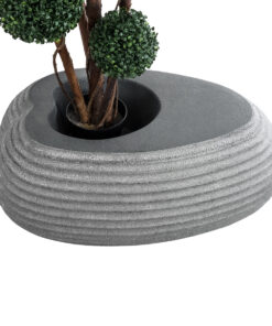 GloboStar® Artificial Garden FLORENCE 20750 Επιδαπέδιο Πολυεστερικό Τσιμεντένιο Κασπώ Γλάστρα – Flower Pot Γκρι Μ108 x Π72 x Υ40cm