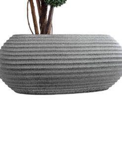 GloboStar® Artificial Garden FLORENCE 20750 Επιδαπέδιο Πολυεστερικό Τσιμεντένιο Κασπώ Γλάστρα – Flower Pot Γκρι Μ108 x Π72 x Υ40cm