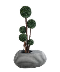 GloboStar® Artificial Garden FLORENCE 20750 Επιδαπέδιο Πολυεστερικό Τσιμεντένιο Κασπώ Γλάστρα – Flower Pot Γκρι Μ108 x Π72 x Υ40cm