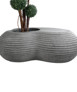 GloboStar® Artificial Garden FLORENCE 20751 Επιδαπέδιο Πολυεστερικό Τσιμεντένιο Κασπώ Γλάστρα – Flower Pot Γκρι Μ130 x Π90 x Υ48cm