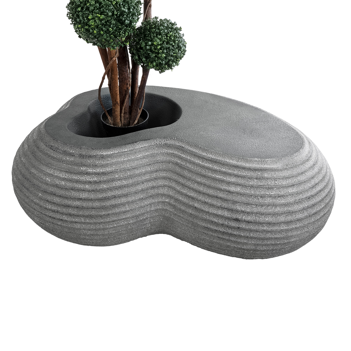 GloboStar® Artificial Garden FLORENCE 20751 Επιδαπέδιο Πολυεστερικό Τσιμεντένιο Κασπώ Γλάστρα – Flower Pot Γκρι Μ130 x Π90 x Υ48cm