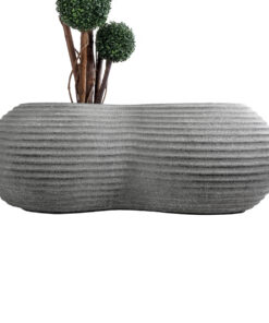 GloboStar® Artificial Garden FLORENCE 20751 Επιδαπέδιο Πολυεστερικό Τσιμεντένιο Κασπώ Γλάστρα – Flower Pot Γκρι Μ130 x Π90 x Υ48cm