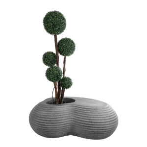 GloboStar® Artificial Garden FLORENCE 20751 Επιδαπέδιο Πολυεστερικό Τσιμεντένιο Κασπώ Γλάστρα – Flower Pot Γκρι Μ130 x Π90 x Υ48cm