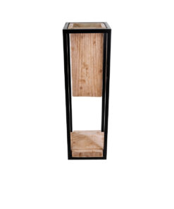 GloboStar® Artificial Garden CASSIANO 20752 Επιδαπέδιο Μεταλλικό Τσιμεντένιο Κασπώ Γλάστρα – Flower Pot Καφέ με Μαύρο Μ36 x Π36 x Υ120cm