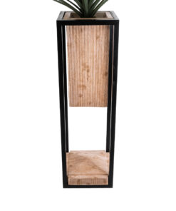 GloboStar® Artificial Garden CASSIANO 20752 Επιδαπέδιο Μεταλλικό Τσιμεντένιο Κασπώ Γλάστρα – Flower Pot Καφέ με Μαύρο Μ36 x Π36 x Υ120cm