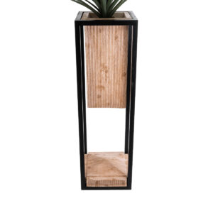 GloboStar® Artificial Garden CASSIANO 20752 Επιδαπέδιο Μεταλλικό Τσιμεντένιο Κασπώ Γλάστρα – Flower Pot Καφέ με Μαύρο Μ36 x Π36 x Υ120cm