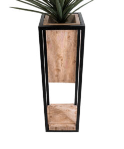 GloboStar® Artificial Garden CASSIANO 20752 Επιδαπέδιο Μεταλλικό Τσιμεντένιο Κασπώ Γλάστρα – Flower Pot Καφέ με Μαύρο Μ36 x Π36 x Υ120cm