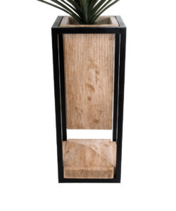 GloboStar® Artificial Garden CASSIANO 20753 Επιδαπέδιο Μεταλλικό Τσιμεντένιο Κασπώ Γλάστρα – Flower Pot Καφέ με Μαύρο Μ36 x Π36 x Υ90cm