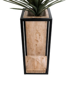 GloboStar® Artificial Garden CASSIANO 20753 Επιδαπέδιο Μεταλλικό Τσιμεντένιο Κασπώ Γλάστρα – Flower Pot Καφέ με Μαύρο Μ36 x Π36 x Υ90cm