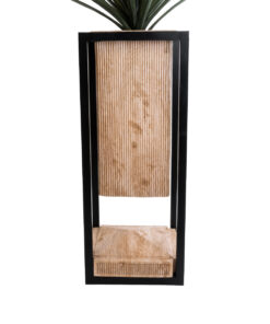 GloboStar® Artificial Garden CASSIANO 20753 Επιδαπέδιο Μεταλλικό Τσιμεντένιο Κασπώ Γλάστρα – Flower Pot Καφέ με Μαύρο Μ36 x Π36 x Υ90cm