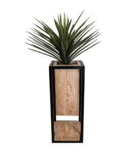 GloboStar® Artificial Garden CASSIANO 20753 Επιδαπέδιο Μεταλλικό Τσιμεντένιο Κασπώ Γλάστρα – Flower Pot Καφέ με Μαύρο Μ36 x Π36 x Υ90cm