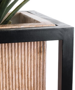GloboStar® Artificial Garden CASSIANO 20753 Επιδαπέδιο Μεταλλικό Τσιμεντένιο Κασπώ Γλάστρα – Flower Pot Καφέ με Μαύρο Μ36 x Π36 x Υ90cm