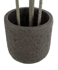 GloboStar® Artificial Garden LUCCA 20755 Επιδαπέδιο Πολυεστερικό Τσιμεντένιο Κασπώ Γλάστρα – Flower Pot Καφέ Φ25 x Υ23cm