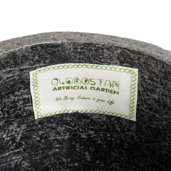 GloboStar® Artificial Garden LUCCA 20755 Επιδαπέδιο Πολυεστερικό Τσιμεντένιο Κασπώ Γλάστρα – Flower Pot Καφέ Φ25 x Υ23cm