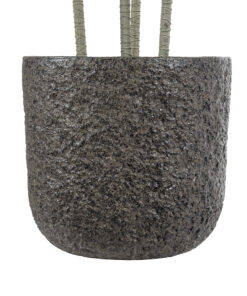 GloboStar® Artificial Garden LUCCA 20756 Επιδαπέδιο Πολυεστερικό Τσιμεντένιο Κασπώ Γλάστρα – Flower Pot Καφέ Φ31 x Υ28cm