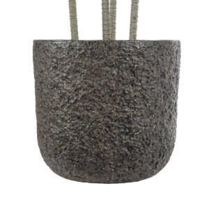GloboStar® Artificial Garden LUCCA 20756 Επιδαπέδιο Πολυεστερικό Τσιμεντένιο Κασπώ Γλάστρα – Flower Pot Καφέ Φ31 x Υ28cm