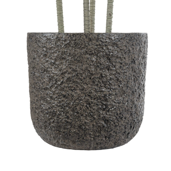 GloboStar® Artificial Garden LUCCA 20756 Επιδαπέδιο Πολυεστερικό Τσιμεντένιο Κασπώ Γλάστρα – Flower Pot Καφέ Φ31 x Υ28cm