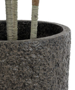 GloboStar® Artificial Garden LUCCA 20756 Επιδαπέδιο Πολυεστερικό Τσιμεντένιο Κασπώ Γλάστρα – Flower Pot Καφέ Φ31 x Υ28cm