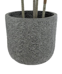 GloboStar® Artificial Garden ERICE 20758 Επιδαπέδιο Πολυεστερικό Τσιμεντένιο Κασπώ Γλάστρα – Flower Pot Γκρι Φ31 x Υ28cm