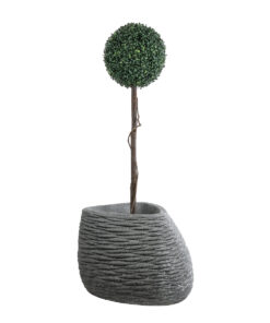 GloboStar® Artificial Garden RONDA 20759 Επιδαπέδιο Πολυεστερικό Τσιμεντένιο Κασπώ Γλάστρα – Flower Pot Γκρι Μ63 x Π41 x Υ47cm