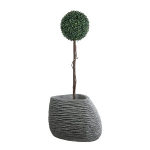 GloboStar® Artificial Garden RONDA 20759 Επιδαπέδιο Πολυεστερικό Τσιμεντένιο Κασπώ Γλάστρα – Flower Pot Γκρι Μ63 x Π41 x Υ47cm