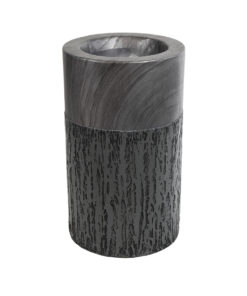 GloboStar® Artificial Garden PISA 20761 Επιδαπέδιο Πολυεστερικό Τσιμεντένιο Κασπώ Γλάστρα – Flower Pot Γκρι Ανθρακί Φ36 x Υ60cm