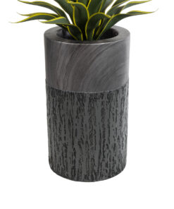 GloboStar® Artificial Garden PISA 20761 Επιδαπέδιο Πολυεστερικό Τσιμεντένιο Κασπώ Γλάστρα – Flower Pot Γκρι Ανθρακί Φ36 x Υ60cm