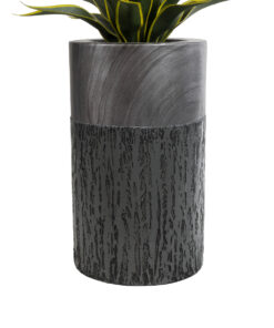 GloboStar® Artificial Garden PISA 20761 Επιδαπέδιο Πολυεστερικό Τσιμεντένιο Κασπώ Γλάστρα – Flower Pot Γκρι Ανθρακί Φ36 x Υ60cm