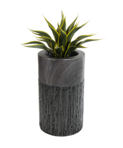GloboStar® Artificial Garden PISA 20761 Επιδαπέδιο Πολυεστερικό Τσιμεντένιο Κασπώ Γλάστρα – Flower Pot Γκρι Ανθρακί Φ36 x Υ60cm