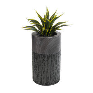 GloboStar® Artificial Garden PISA 20761 Επιδαπέδιο Πολυεστερικό Τσιμεντένιο Κασπώ Γλάστρα – Flower Pot Γκρι Ανθρακί Φ36 x Υ60cm